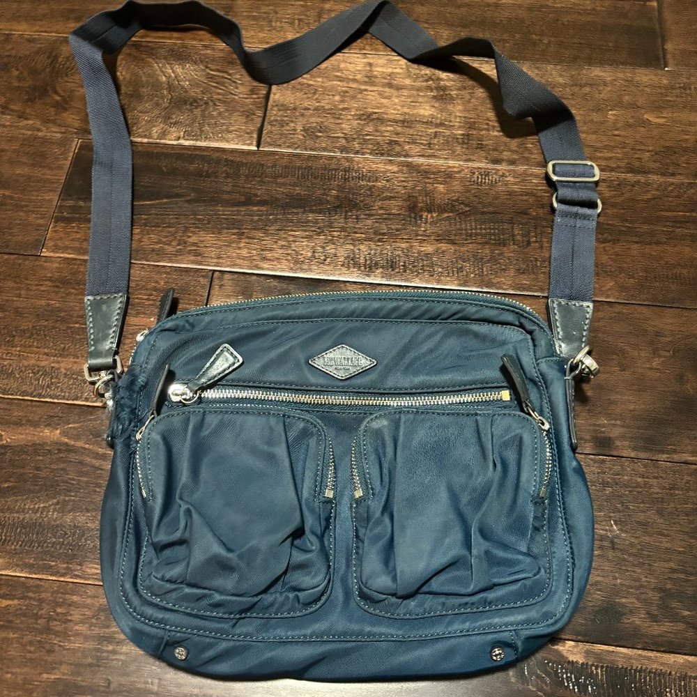 MZ WALLACE BLUE NYLON CROSSBODY BAG
